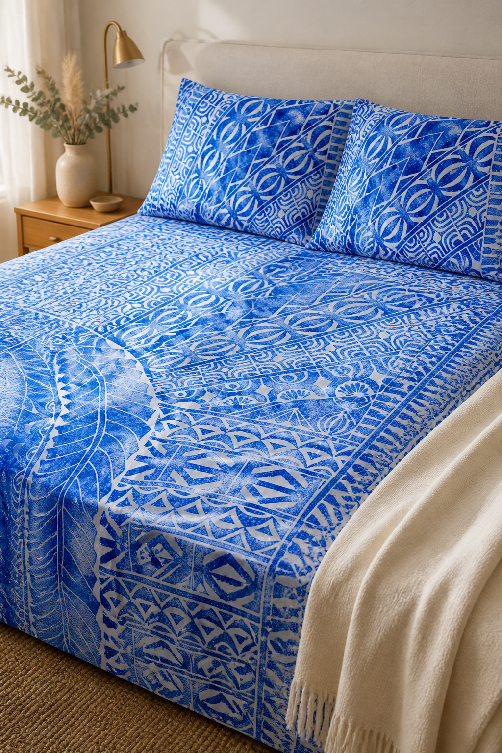 BLOCK-PAINT BED SHEET K/Q
