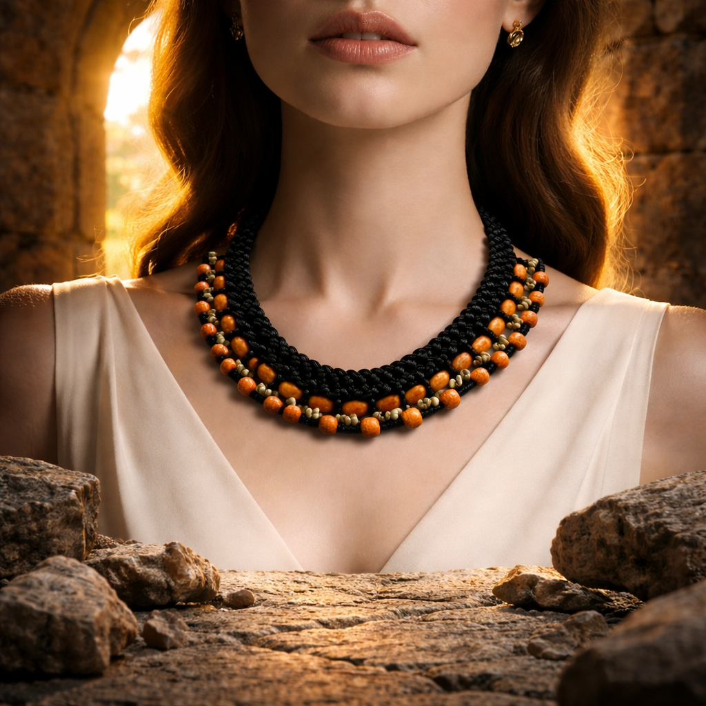 Macrame Mongo/ Wood Beads statement