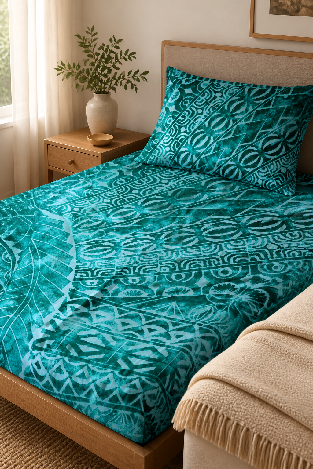 BLOCK-PAINT BED SHEET K/Q