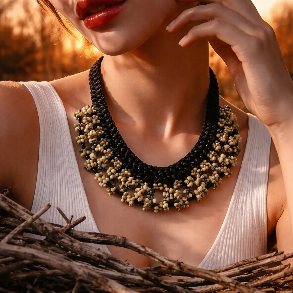 Macrame Mongo/ Wood Beads statement
