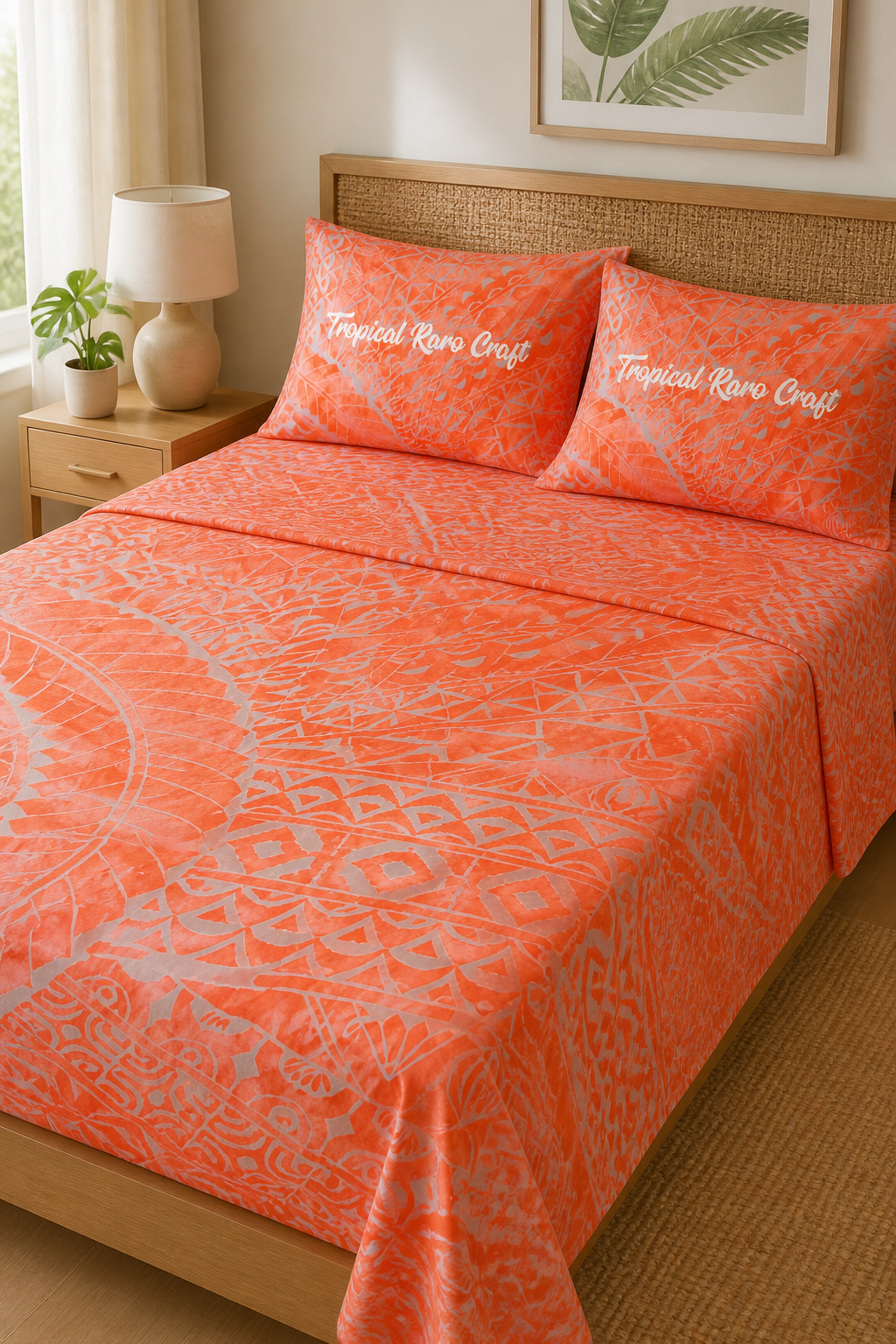 BLOCK-PAINT BED SHEET K/Q