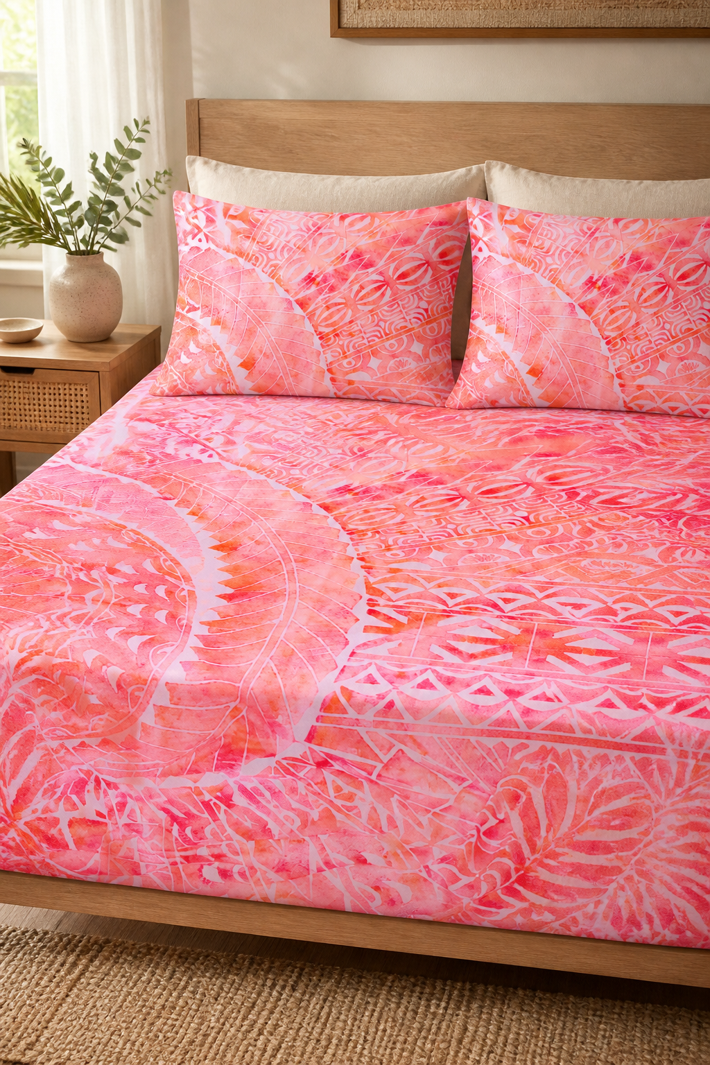 BLOCK-PAINT BED SHEET K/Q