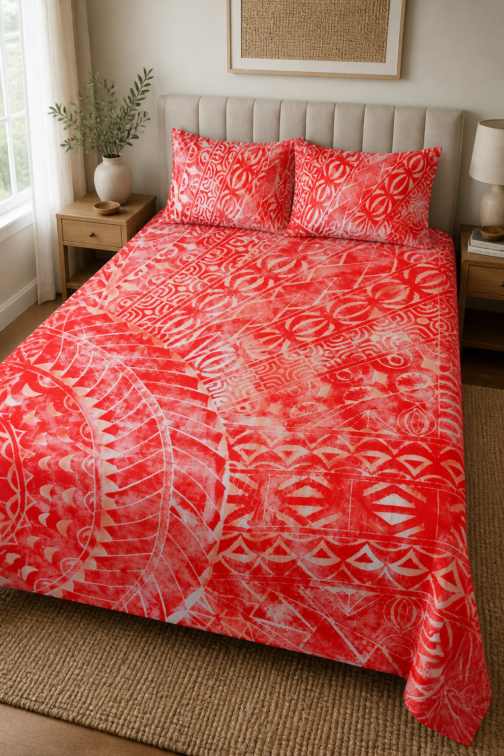 BLOCK-PAINT BED SHEET K/Q