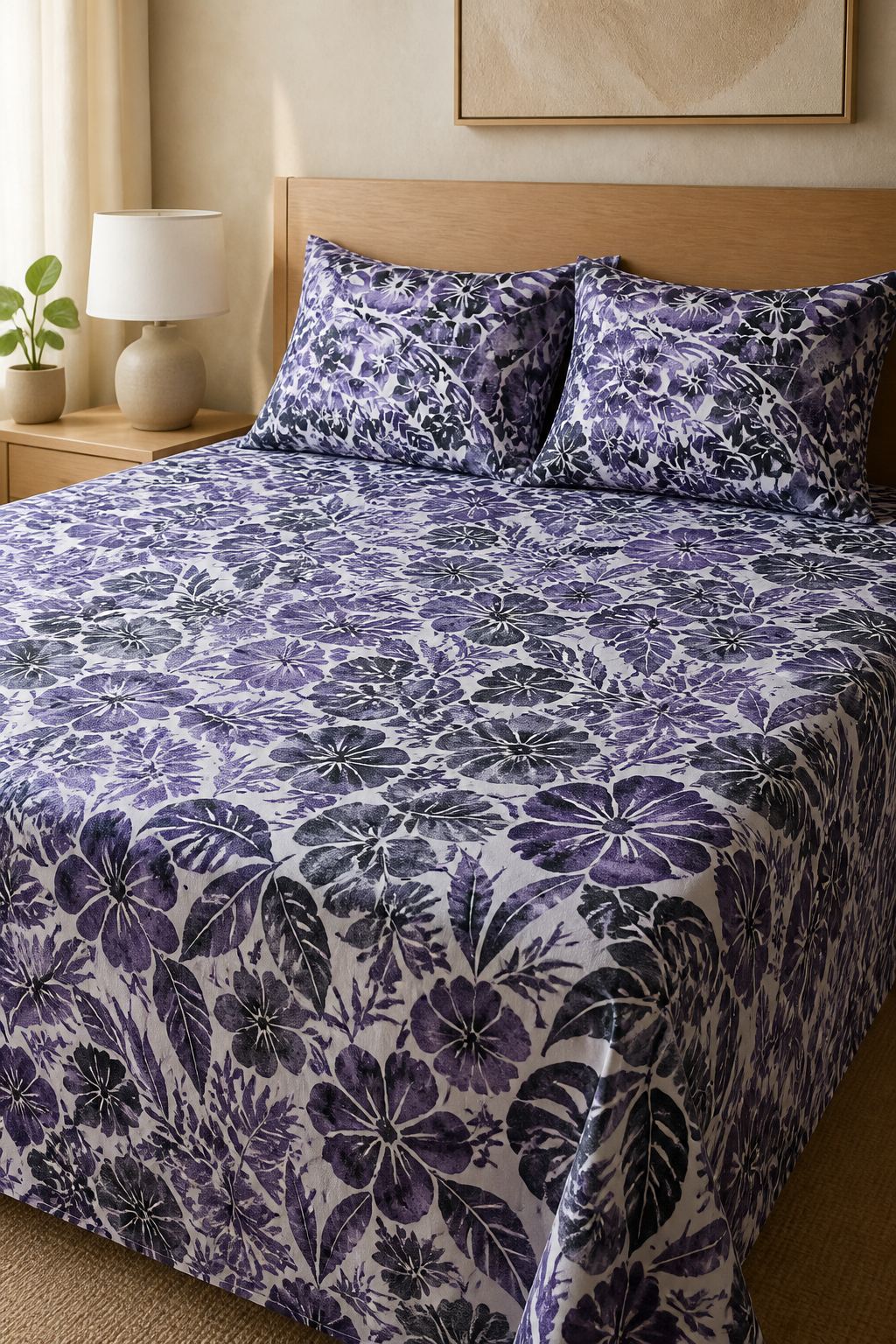 BLOCK-PAINT BED SHEET K/Q