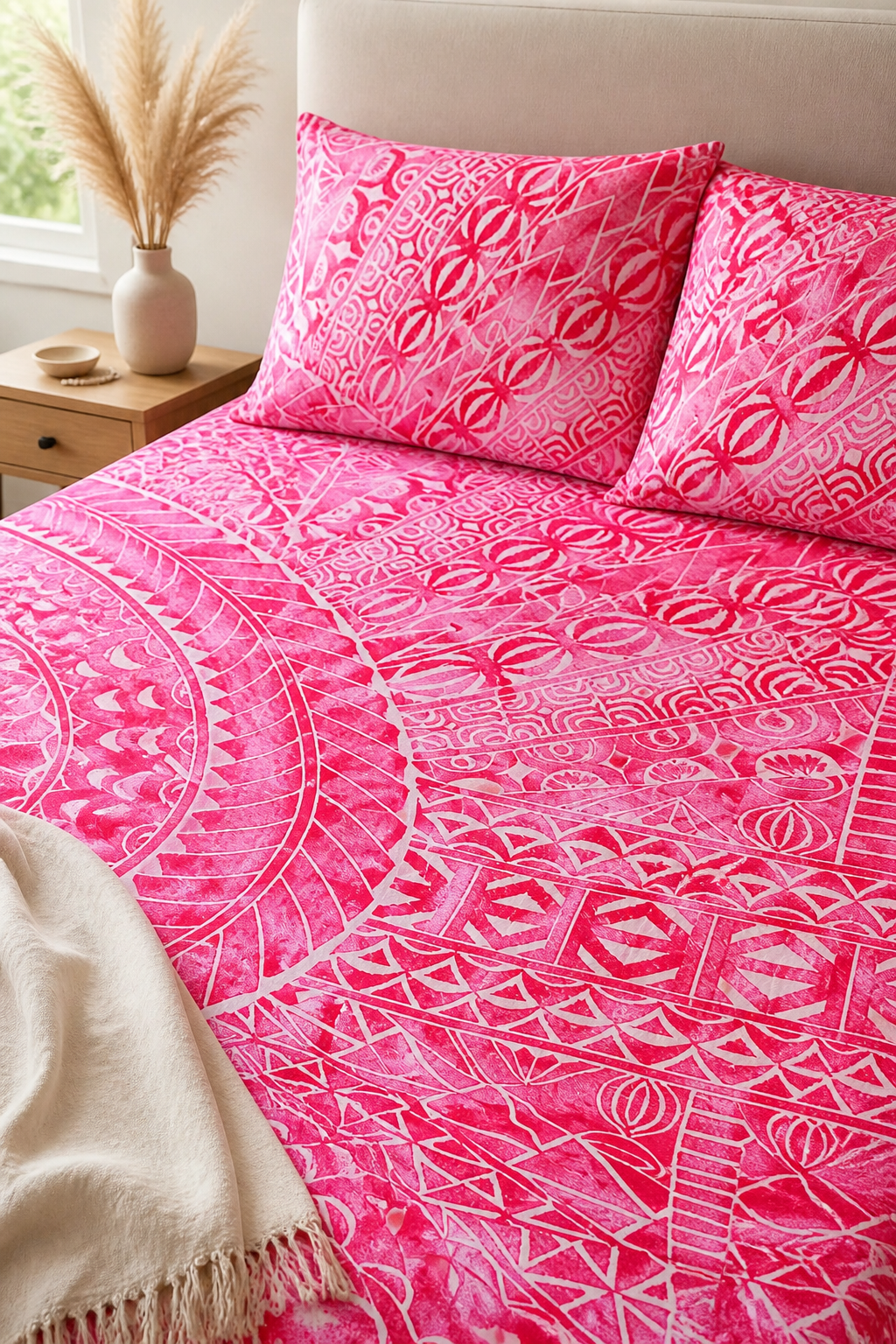 BLOCK-PAINT BED SHEET K/Q