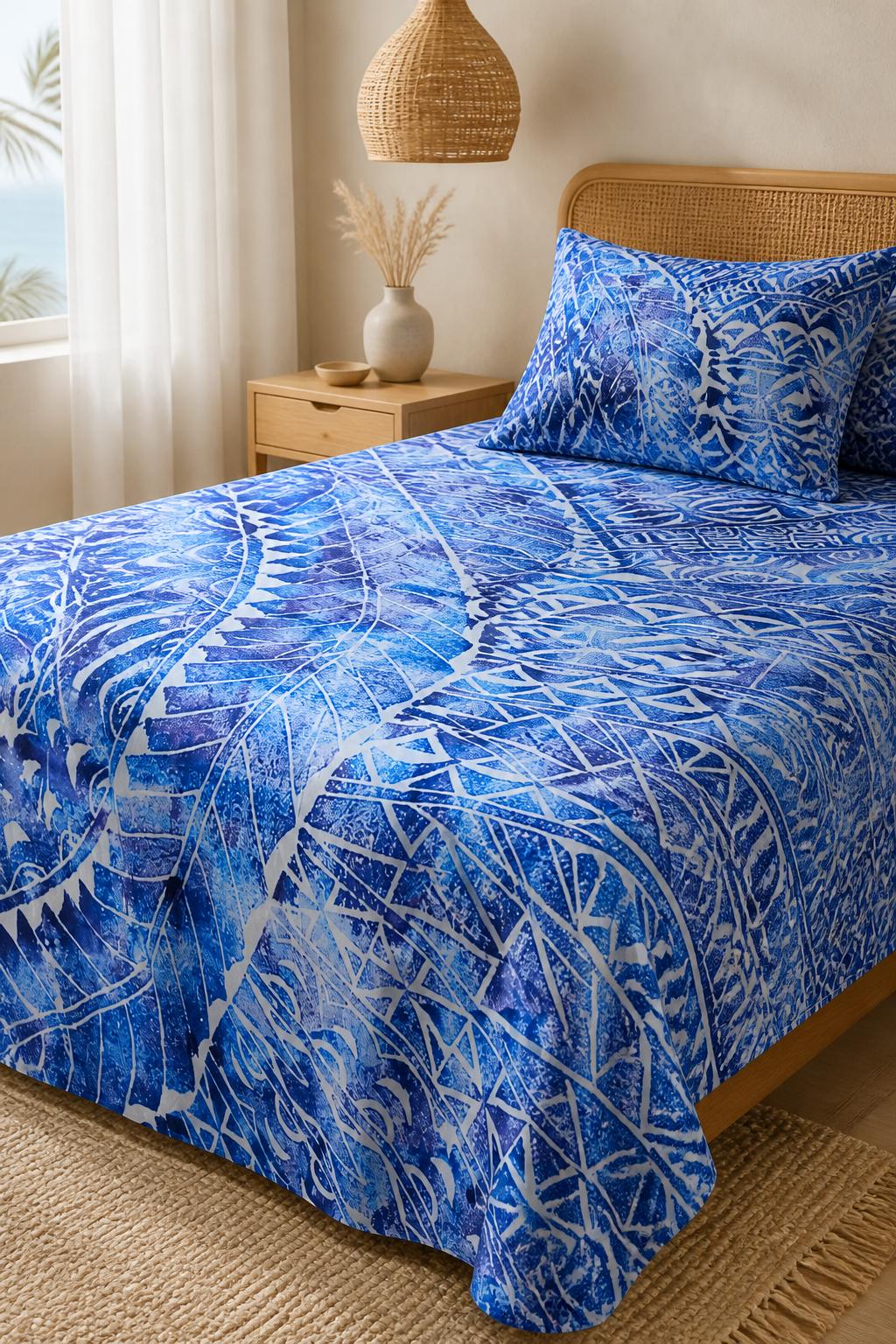 BLOCK-PAINT BED SHEET K/Q