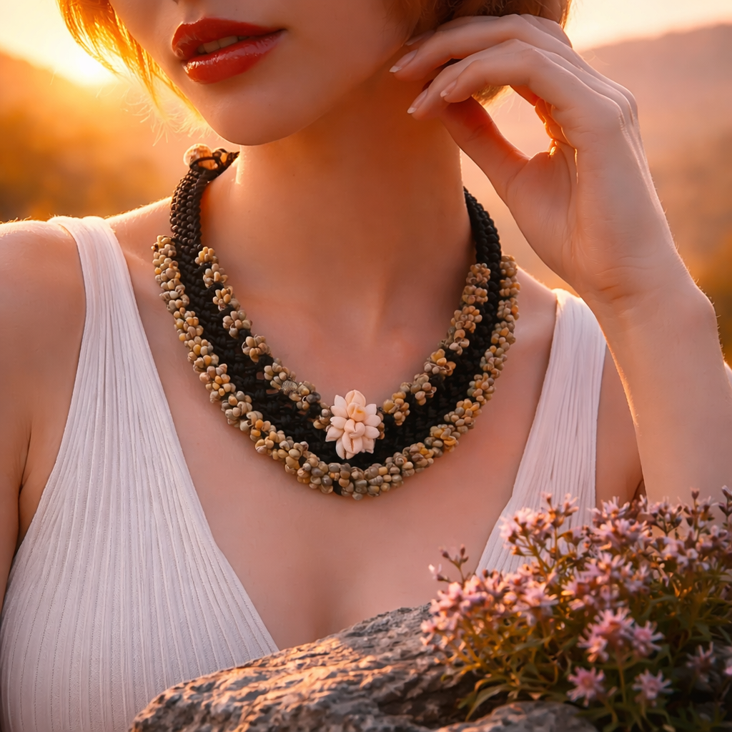 Macrame Mongo/ Wood Beads statement